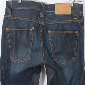 Nudie Jeans 🇮🇹 29x32 Men's Jeans Slim Jim Glacier Indigo Blue Denim Heavy Fades